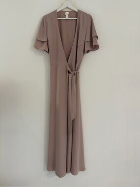 blush maxi dress Pretty Pink Maxi Dress Chiffon Cheap Long Prom Dress with Slit sew1082 –  SELINADRESS main image 0